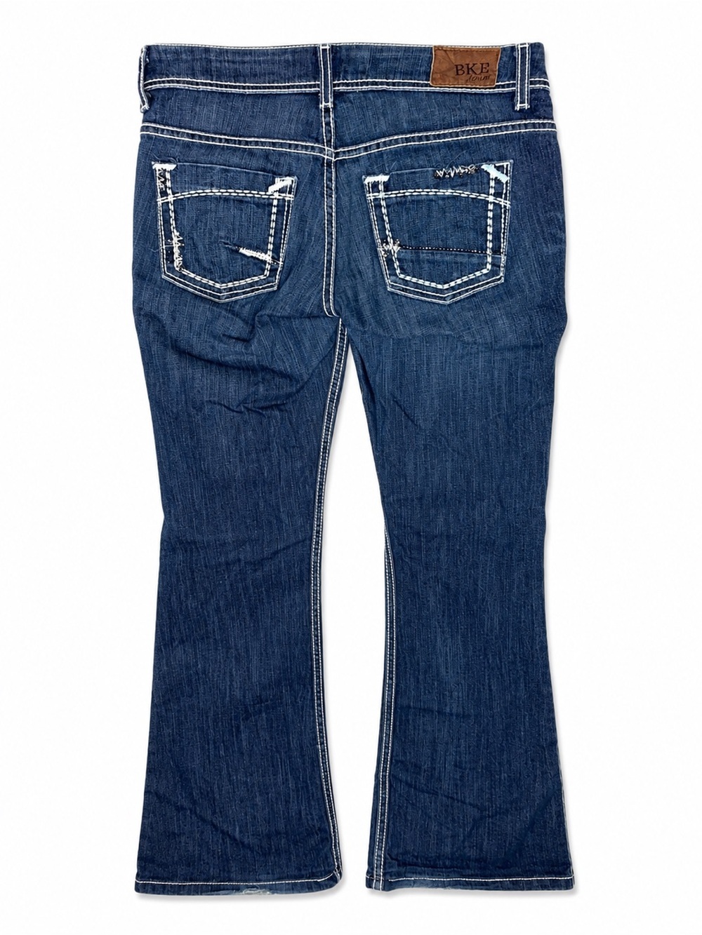 BKE Payton Slim Bootcut Jeans Size 28R Thick Stitch Sequin Distressed Y2K Boho